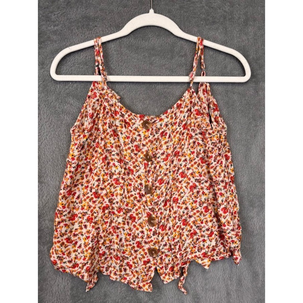 Daytrip Womens Floral Button Front Cami Top Orange Red Yellow Boho‎ Size Large